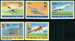 Chad 1978 Aviation History 5v Imperforated, Mint NH, Transport - Concorde - Aircraft & Aviation - Otros & Sin Clasificación