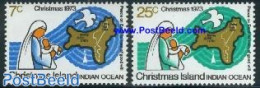 Christmas Islands 1973 Christmas 2v, Mint NH, Nature - Religion - Various - Birds - Christmas - Maps - Pigeons - Weihnachten