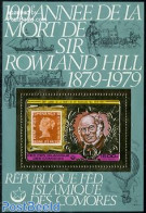 Comoros 1978 Sir Rowland Hill S/s, Gold, Mint NH, Transport - Post - Sir Rowland Hill - Stamps On Stamps - Balloons - .. - Poste