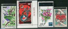 Benin 1986 Overprints 4v, Mint NH, Nature - Birds - Flowers & Plants - Nuevos
