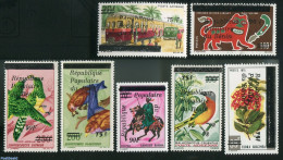 Benin 1986 Overprints 7v, Mint NH, Nature - Transport - Birds - Railways - Nuovi