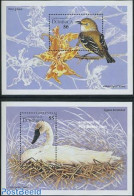 Dominica 1995 Water Birds 2 S/s, Mint NH, Nature - Birds - Swans - Dominikanische Rep.