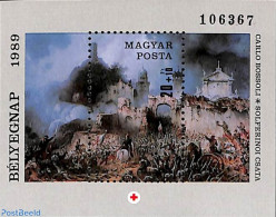 Hungary 1989 Stamp Day S/s, Mint NH, Health - Red Cross - Stamp Day - Art - Castles & Fortifications - Modern Art (185.. - Ongebruikt