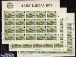 Jersey 1978 Europa CEPT 3 M/ss, Mint NH, History - Europa (cept) - Art - Castles & Fortifications - Castelli