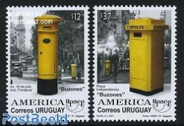 Uruguay 2011 UPAEP, Mail Boxes 2v, Mint NH, Transport - Various - Mail Boxes - Post - U.P.A.E. - Automobiles - Street .. - Correo Postal