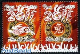 Peru 2011 Year Of The Rabbit 2v [:], Mint NH, Nature - Various - Rabbits / Hares - New Year - Anno Nuovo