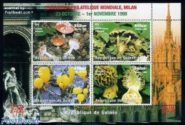 Guinea, Republic 1998 Italia 98, Mushrooms 4v M/s, Mint NH, Nature - Mushrooms - Mushrooms