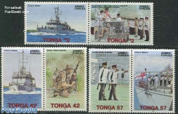 Tonga 1991 Army 3x2v [:], Mint NH, History - Transport - Various - Kings & Queens (Royalty) - Militarism - Ships And B.. - Case Reali