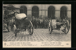 AK Trophées De Guerre Pris Aux Allemands, Aviatik Allemand, Canon De 57 Blindé, Canon Francais De 75  - War 1914-18