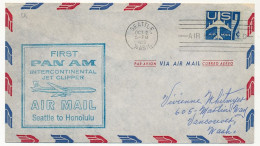 Etats Unis - Env. Depuis Seattle Wash - 2 Oct 1959 - First Pan Am Intercontinental Jet Clipper Seattle To Honolulu - 2c. 1941-1960 Lettres