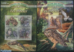 Niger 2013 Owls 2 S/s, Mint NH, Nature - Birds - Owls - Níger (1960-...)