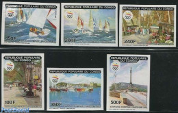 Congo Republic 1990 Olympic Games 6v, Imperforated, Mint NH, Sport - Transport - Sailing - Ships And Boats - Paintings - Vela