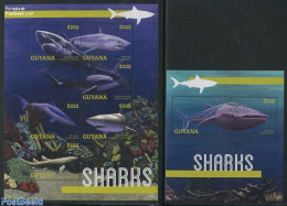 Guyana 2013 Sharks 2 S/s, Mint NH, Nature - Fish - Sharks - Pesci