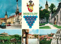 73356518 Mikulov Nikolsburg Suedmaehren Altstadt Schloss Saeule Kirche Wappen Mi - República Checa