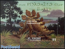 Saint Vincent 2001 Stegosaurus S/s, Mint NH, Nature - Prehistoric Animals - Prehistóricos