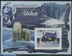 Guinea Bissau 2010 Global Warming S/s, Mint NH, Nature - Environment - Sea Mammals - Umweltschutz Und Klima