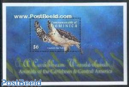 Dominica 2001 Hawksbill Sea Turtle S/s, Mint NH, Nature - Reptiles - Turtles - Dominicaanse Republiek