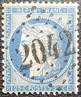 N°60A. Cérès 25c Bleu. Oblitéré Losange G.C. N°2042 Ligny-en-Barrois - 1871-1875 Cérès