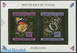Chad 2012 Butterflies, Gold 2v M/s, Mint NH, Nature - Butterflies - Other & Unclassified