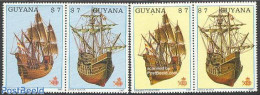 Guyana 1988 Discovery Of America 4v (2x[:]), Mint NH, History - Transport - Explorers - Ships And Boats - Exploradores