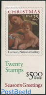 United States Of America 1989 Christmas Booklet, Mint NH, Religion - Christmas - Stamp Booklets - Art - Paintings - Nuevos