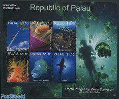 Palau 2013 Underwater Photography 6v M/s, Mint NH, Nature - Fish - Shells & Crustaceans - Trees & Forests - Peces