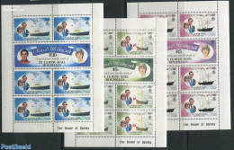 Seychelles, Zil Eloigne Sesel 1981 Royal Wedding 3 M/s, Mint NH, History - Transport - Charles & Diana - Kings & Queen.. - Familias Reales