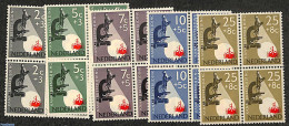 Netherlands 1955 Anti Cancer 5v Blocks Of 4, Mint NH, Health - Health - Nuovi