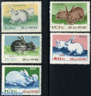 Korea, North 1969 Rabbits 5v, Mint NH, Nature - Animals (others & Mixed) - Rabbits / Hares - Korea, North