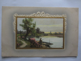 CPA  TABLEAU ALLEMAND PECHEUR CARTE GAUFFREE - Peintures & Tableaux