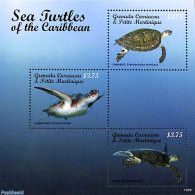 Grenada Grenadines 2013 Turtles 3v M/s, Mint NH, Nature - Reptiles - Turtles - Grenada (1974-...)