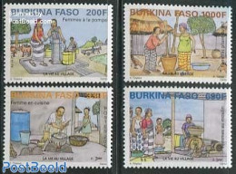 Burkina Faso 2012 Village Life 4v, Mint NH, Health - Nature - Various - Food & Drink - Water, Dams & Falls - Street Life - Alimentation