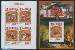 Mozambique 2013 Fire Engines 2 S/s, Mint NH, Transport - Automobiles - Fire Fighters & Prevention - Automobili