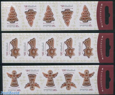 Hungary 2013 Christmas, 3 Foil Sheets, Mint NH, Religion - Christmas - Stamp Booklets - Nuovi