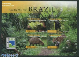 Saint Vincent & The Grenadines 2013 Young Island, Wildlife Of Brazil 4v M/s, Mint NH, Nature - Animals (others & Mixed.. - St.Vincent Y Las Granadinas