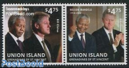 Saint Vincent & The Grenadines 2013 Union Island, Nelsoin Mandela & Bill Clinton 2v [:], Mint NH, History - American P.. - Premio Nobel