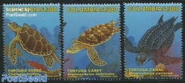 Colombia 1999 Turtles 3v, Mint NH, Nature - Reptiles - Turtles - Kolumbien