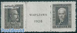 Poland 1928 Warsaw Stamp Expo 2v+tab [::], Mint NH, Philately - Nuevos