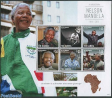 Gambia 2013 Nelson Mandela 6v M/s, Mint NH, History - Nobel Prize Winners - Politicians - Nelson Mandela - Nobel Prize Laureates