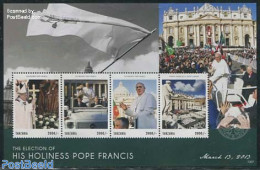 Tanzania 2013 Pope Francis 4v M/s, Mint NH, Religion - Transport - Pope - Automobiles - Pausen