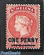 Saint Helena 1884 ONE PENNY On 6p, Stamp Out Of Set, Unused (hinged) - Sint-Helena