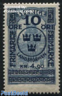 Sweden 1916 10ore+4.90Kr On 5Kr 1v, Unused (hinged) - Unused Stamps