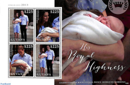 Guyana 2013 Birth Of Prince George 4v M/s, Mint NH, History - Kings & Queens (Royalty) - Koniklijke Families