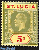 Saint Lucia 1921 5Sh, WM Script-CA, Stamp Out Of Set, Unused (hinged) - St.Lucia (1979-...)