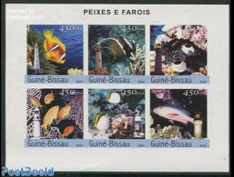 Guinea Bissau 2004 Fish & Lighthouses 6v M/s, Imperforated, Mint NH, Nature - Various - Fish - Lighthouses & Safety At.. - Poissons