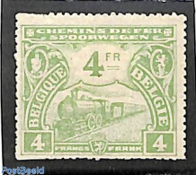 Belgium 1920 4Fr, Railway Stamp, Stamp Out Of Set, Unused (hinged), Transport - Nuovi