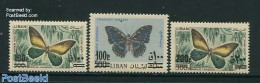 Lebanon 1972 Butterfly Overprints 3v, Mint NH, Nature - Butterflies - Líbano