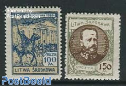 Lithuania 1921 Central Lithuania, First Anniversary 2v, Unused (hinged), History - Nature - History - Horses - Litauen