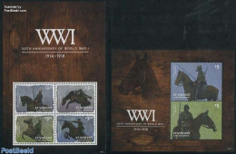 Saint Vincent 2014 World War I, Horses 2 S/s, Mint NH, History - Nature - Horses - World War I - WW1 (I Guerra Mundial)