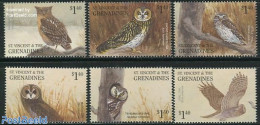 Saint Vincent 2001 Owls 6v, Mint NH, Nature - Birds - Birds Of Prey - Owls - St.Vincent (1979-...)